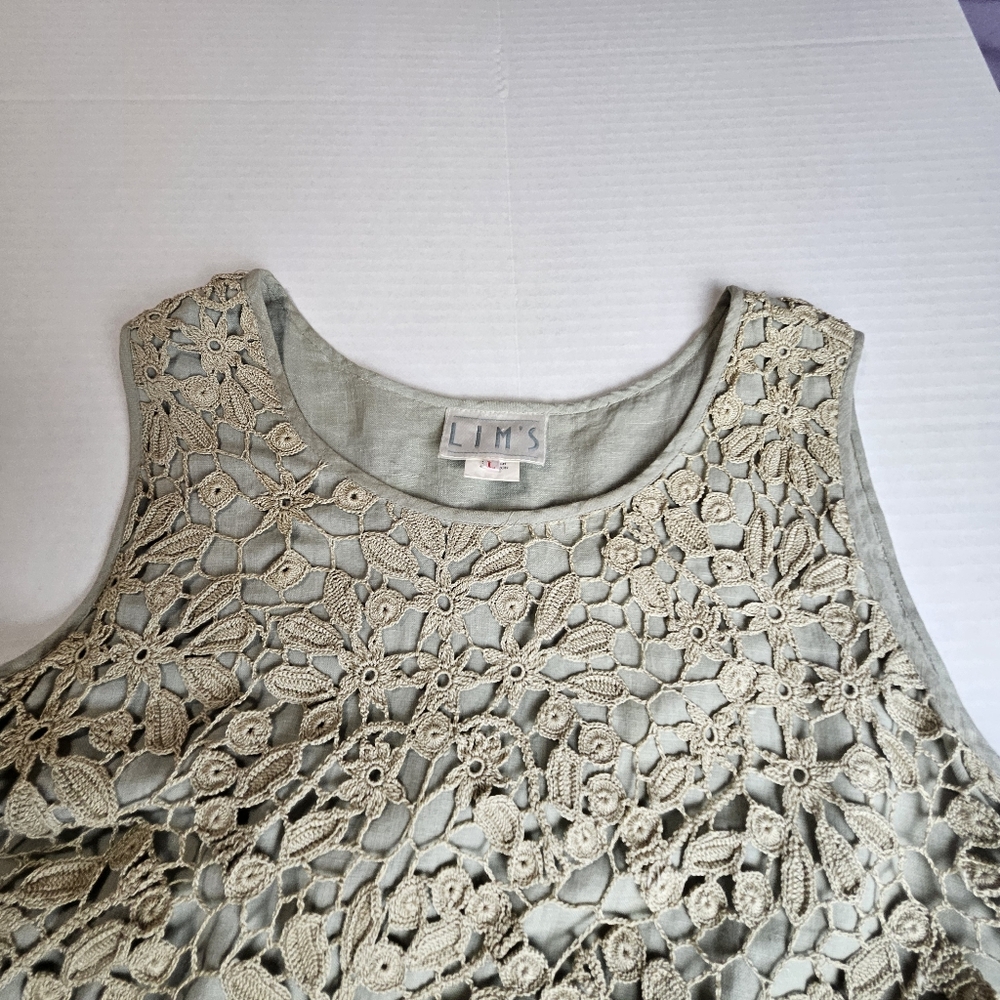 LIM'S Women Delicate Taupe Crochet Maxi Dress Size Large - Picture 4 of 15